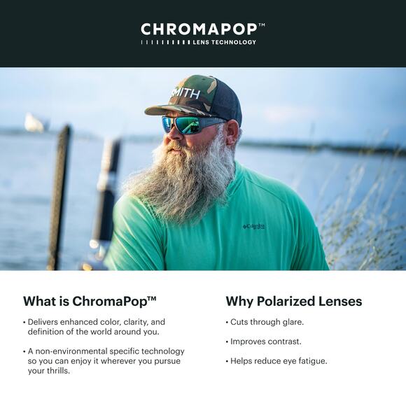 NWT SMITH Guide’s Choice Matte Black/Blue ChromaPop Polarized Sunglasses Unisex - Picture 5 of 7